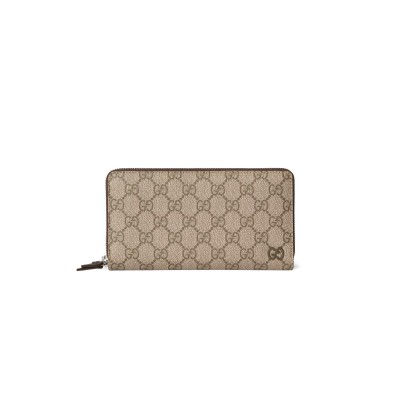 GUCCI BROWN INTERIOR GG ZIP AROUND WALLET ‎856562 (19*10.5*2.5cm)